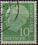 ALEMANIA 1957 Scott 708 Sello Presidente Heinrich Lubke 10 Usado Michel 183 Allemagne Duitsland Germania Germany Alemagne Deutschland 